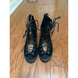 Jeffrey Campbell Ibiza Cors Black Suede Lace Up sandals Womens 8